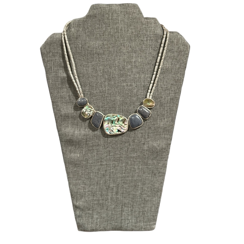 Kenneth Cole New York Abalone and Stone with Silver-tone statement Necklace.